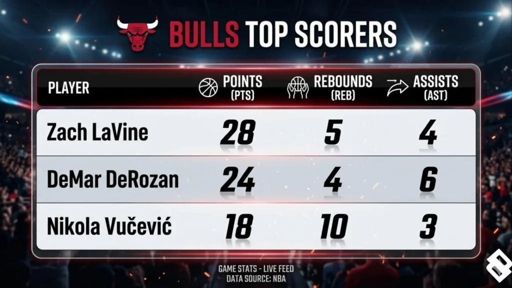 Chicago Bulls vs Sacramento Kings Match Player Stats