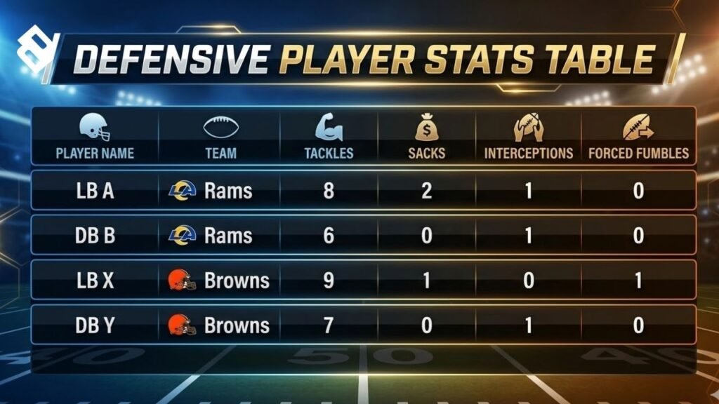 Los Angeles Rams vs Cleveland Browns Match Player Stats