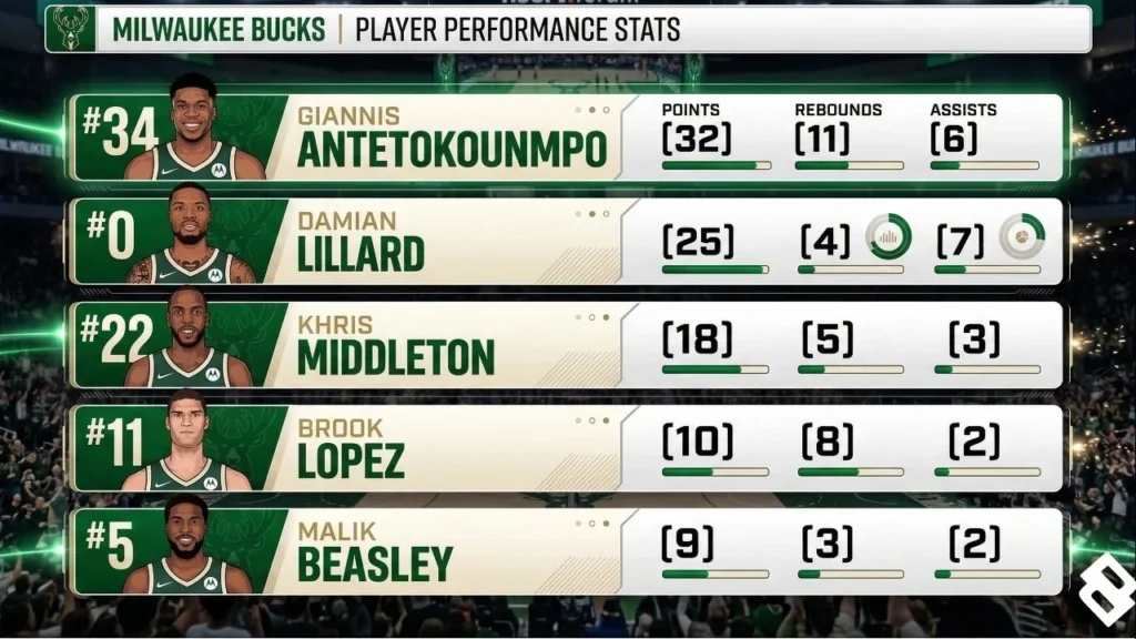Orlando Magic vs Milwaukee Bucks Match Player Stats